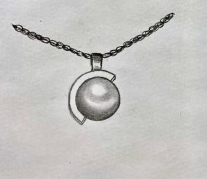 Perle sertie pendentif dessin