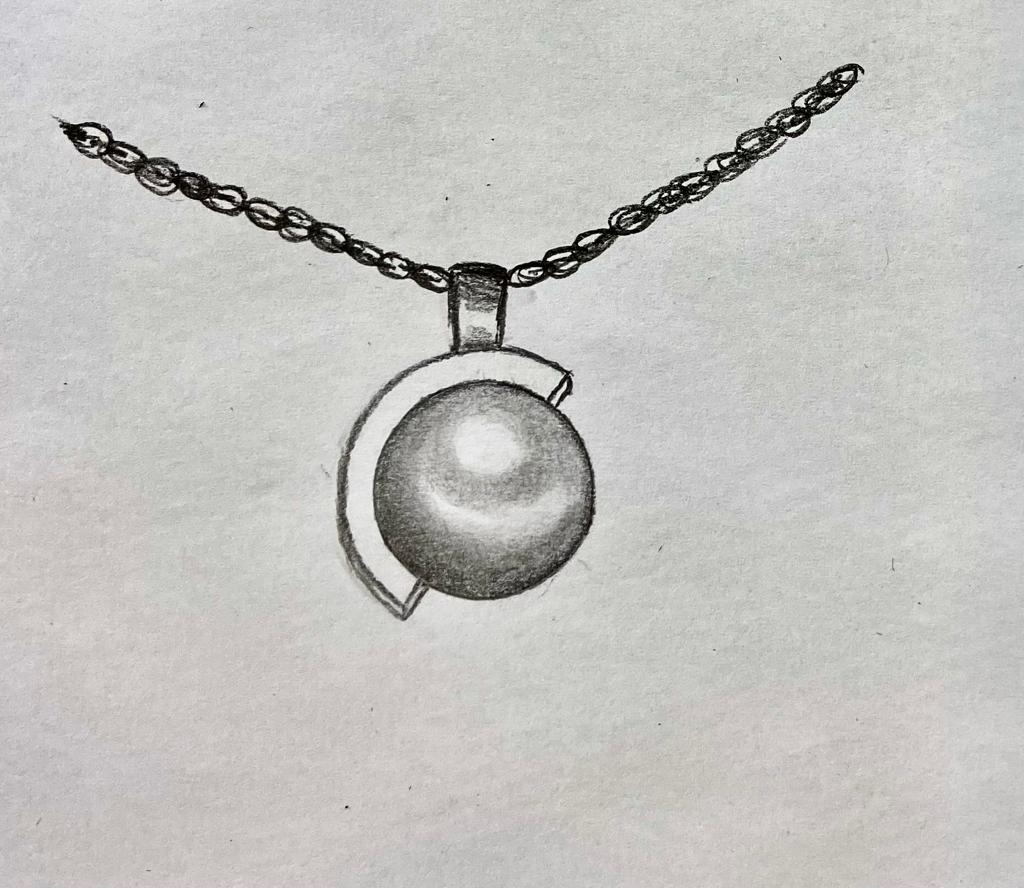 Perle sertie pendentif dessin